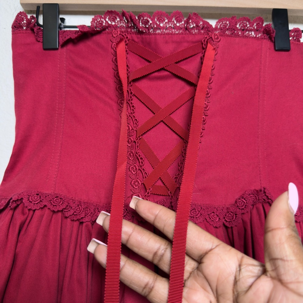Alice and the‎ Pirates Women Rosalie Corset Skirt Red Lace Ruffle Lolita Jumper - Picture 8 of 12